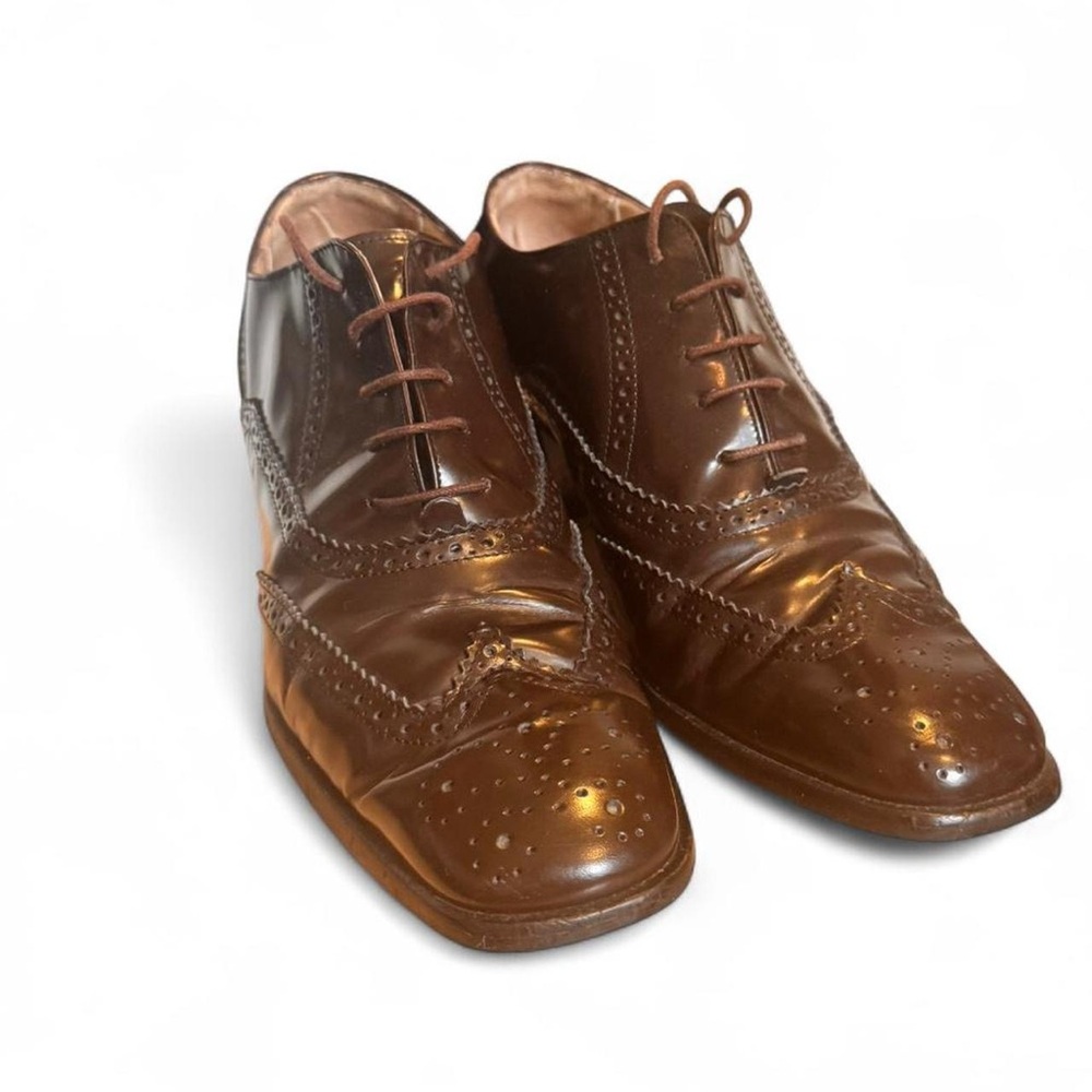 Vintage Van Eli Brown Leather Heeled Oxford Pumps 6.5–7 dark academia preppy